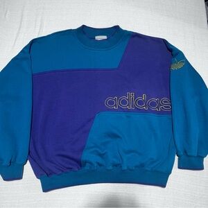 Adidas Vintage Crewneck Sweatshirt XL Embroidered Logo Colorblock Retro 90s
